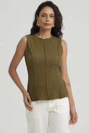 Polera Mujer Texturizada Verde Musgo