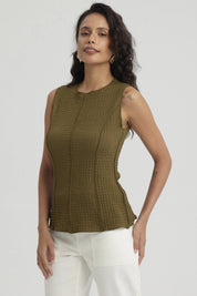 Polera Mujer Texturizada Verde Musgo