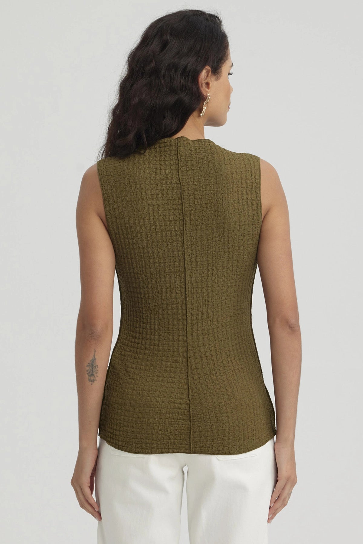 Polera Mujer Texturizada Verde Musgo