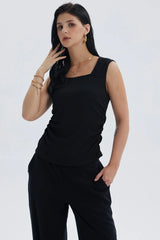 Polera Mujer Recogido Costado Negro