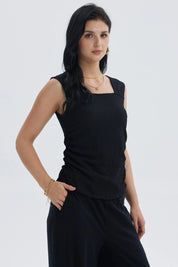 Polera Mujer Recogido Costado Negro