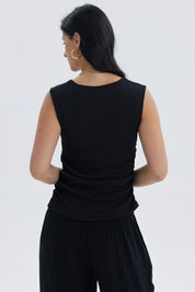 Polera Mujer Recogido Costado Negro