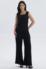 Polera Mujer Recogido Costado Negro