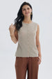 Polera Mujer Aplicación Botones Beige