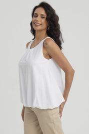 Blusa Mujer Basta Globo Blanco