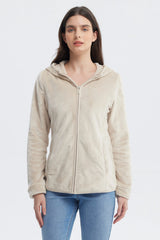 Polar Mujer Básico Plush Con Cierre Beige Claro