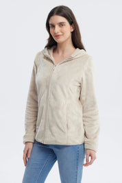 Polar Mujer Básico Plush Con Cierre Beige Claro