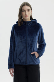 Polar Mujer Básico Plush Con Cierre Azul Oscuro