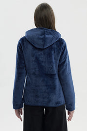 Polar Mujer Básico Plush Con Cierre Azul Oscuro