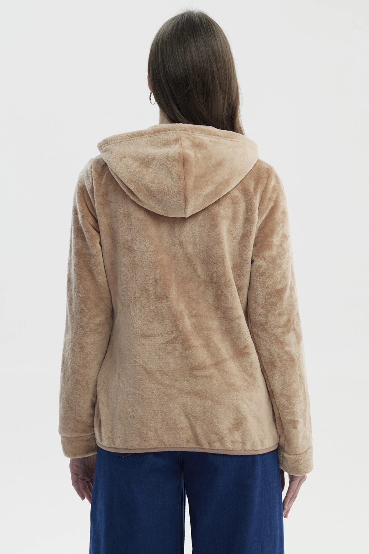 Polar Mujer Básico Plush Con Cierre Beige Oscuro
