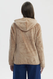 Polar Mujer Básico Plush Con Cierre Beige Oscuro