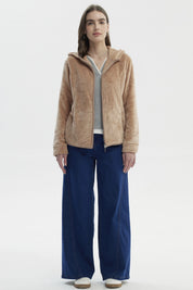 Polar Mujer Básico Plush Con Cierre Beige Oscuro