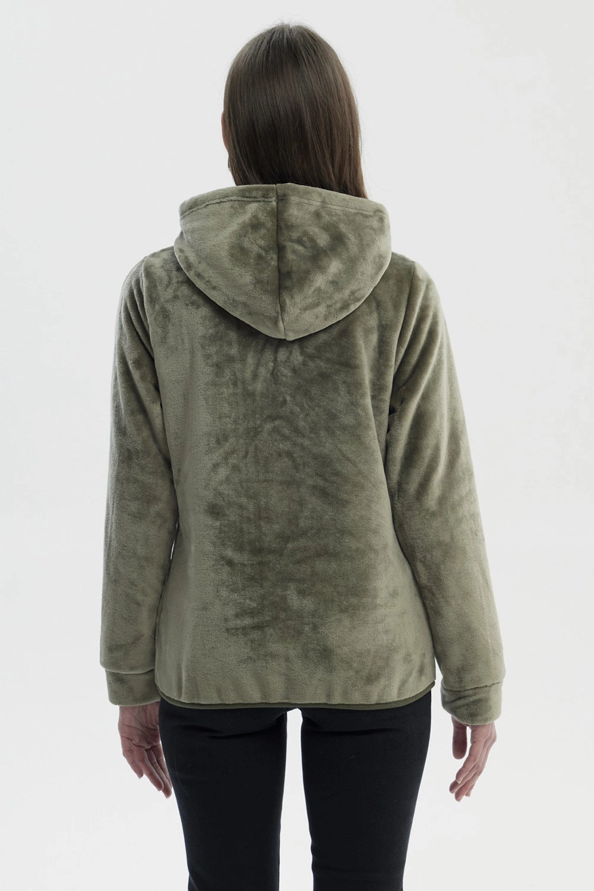 Polar Mujer Básico Plush Con Cierre Verde