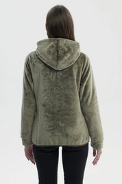 Polar Mujer Básico Plush Con Cierre Verde