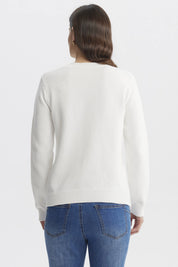 Sweater Mujer Cuello Strass Crudo