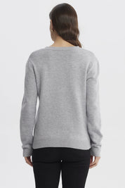 Sweater Mujer Cuello Strass Gris