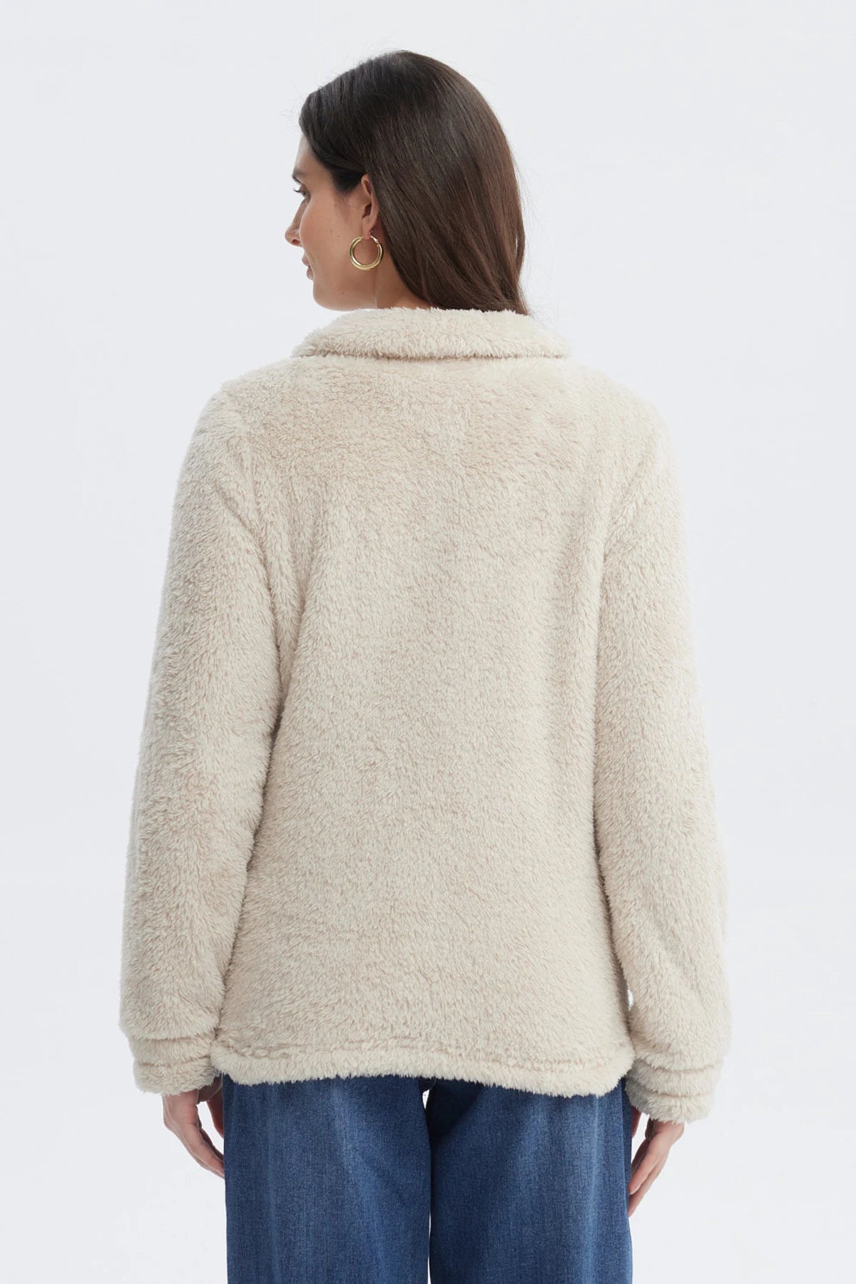Polar Mujer Básico Peludo Beige Claro