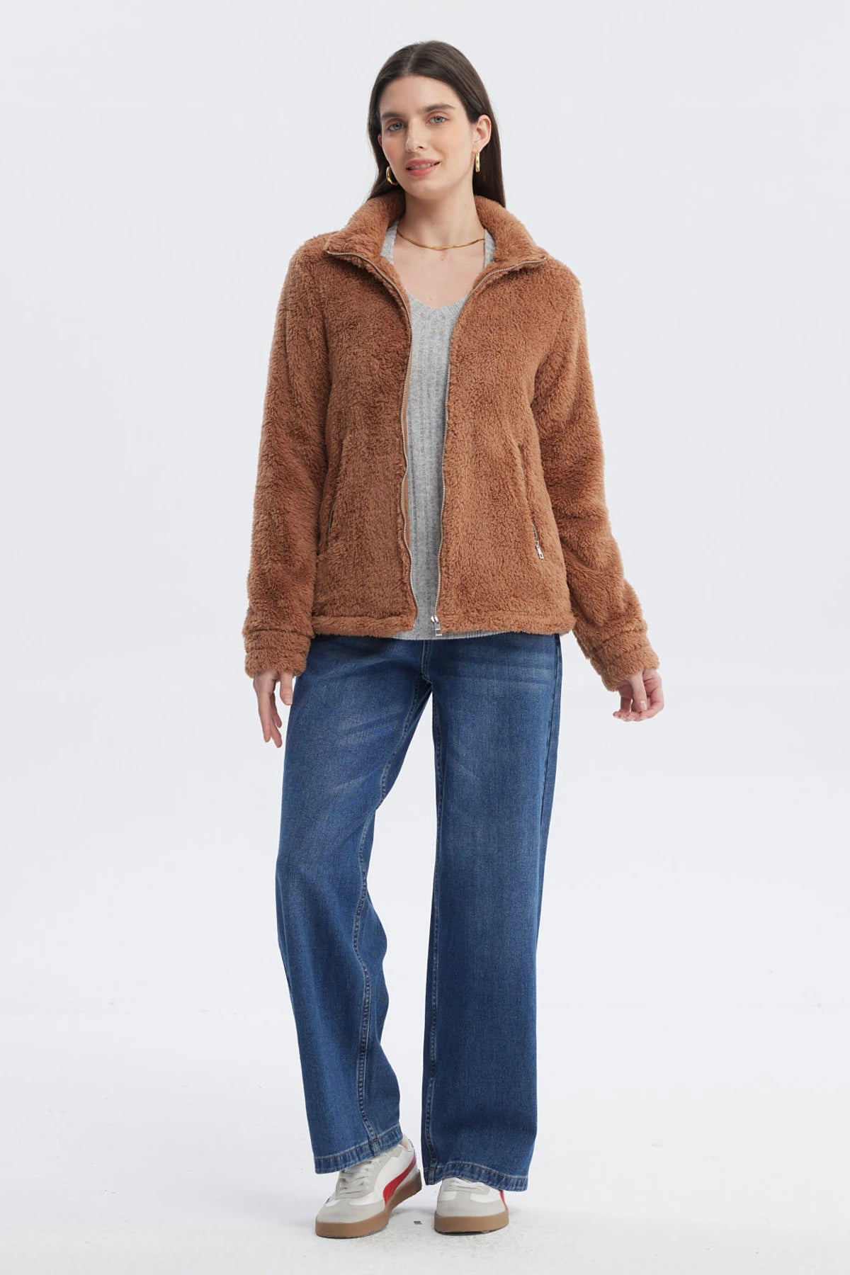 Polar Mujer Básico Peludo Café