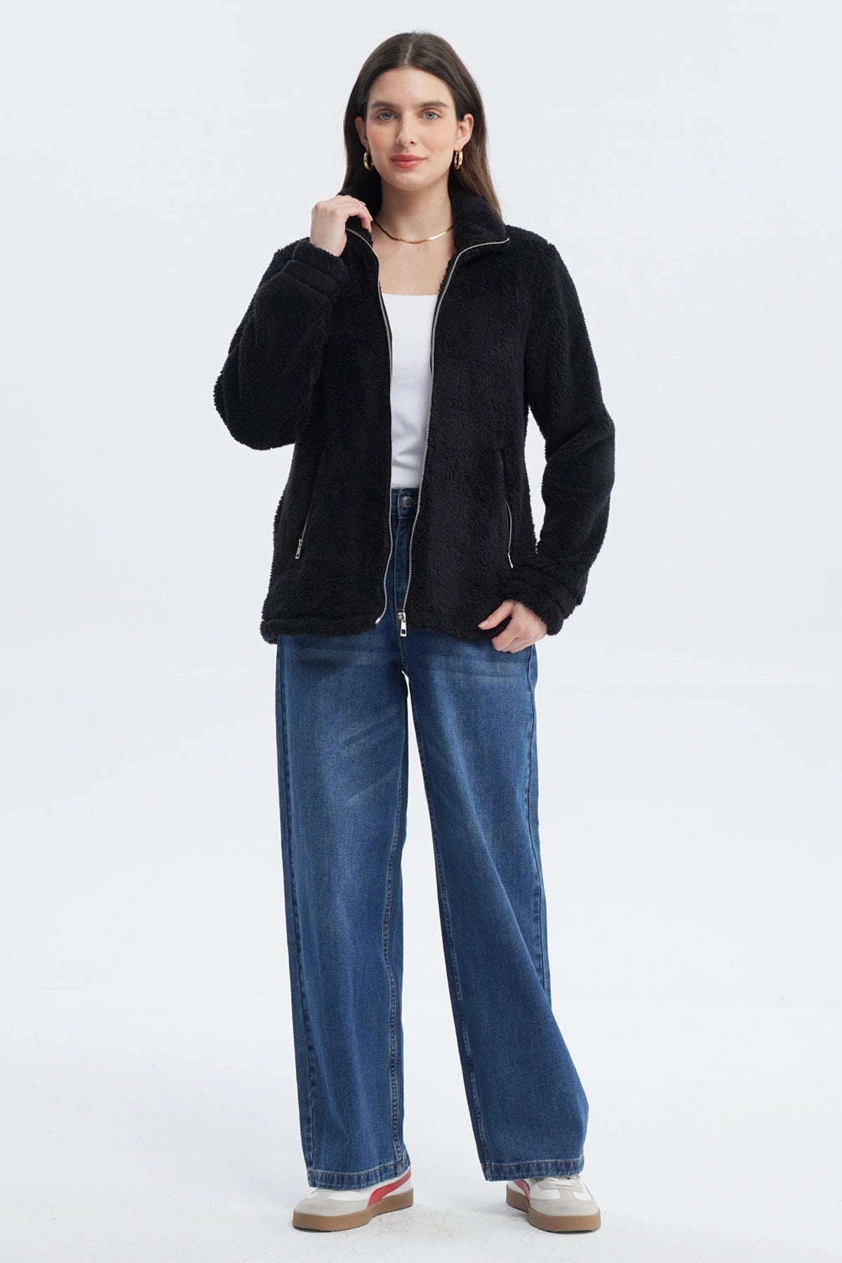 Polar Mujer Básico Peludo Negro