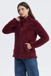 Polar Mujer Básico Peludo Burdeo