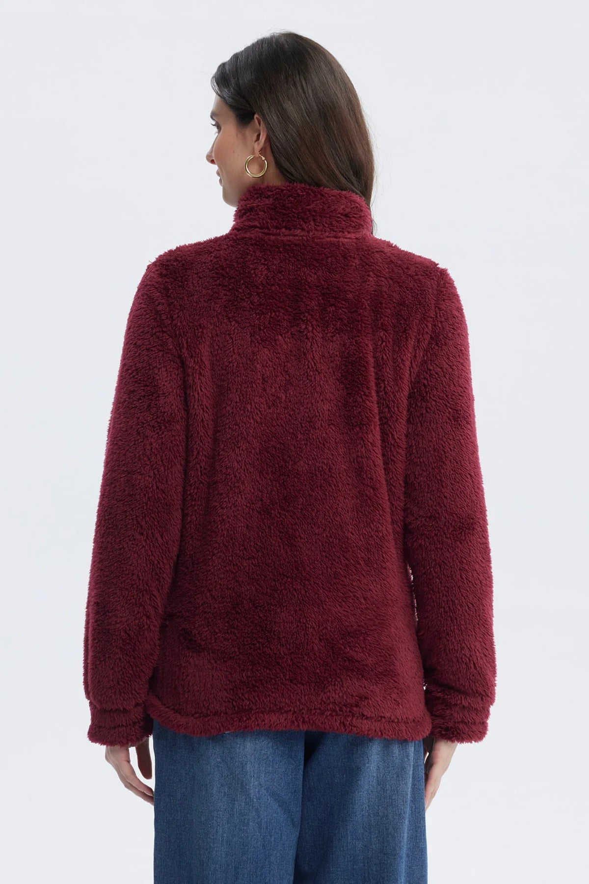 Polar Mujer Básico Peludo Burdeo