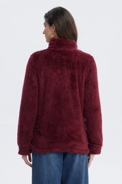 Polar Mujer Básico Peludo Burdeo