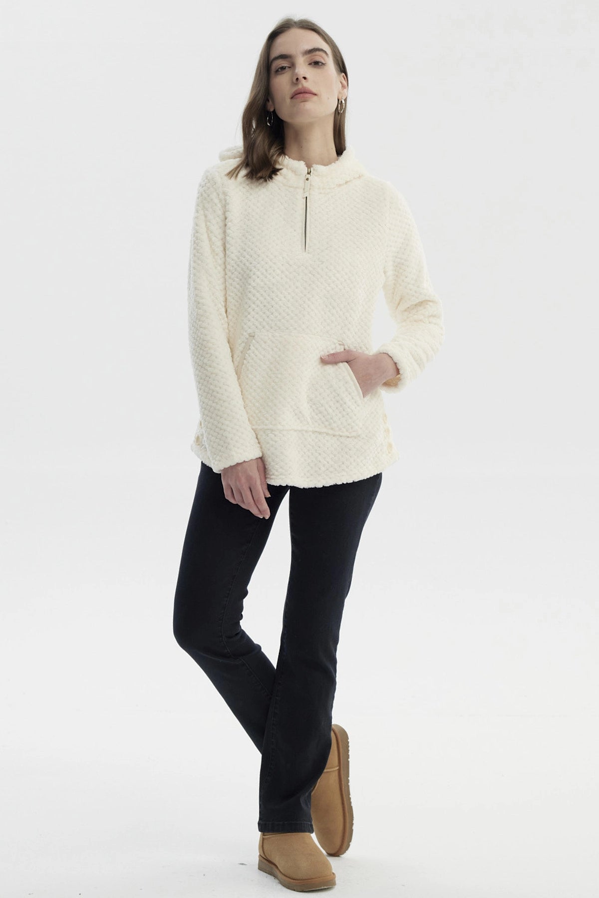 Polar Mujer Básico Aplicación Botón Crema