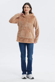 Polar mujer beige oscuro con textura acolchada y cierre medio sin estampa prenda lisa ideal para el frío