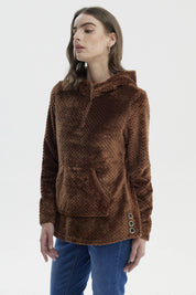 Polar Mujer Básico Aplicación Botón Camel Oscuro