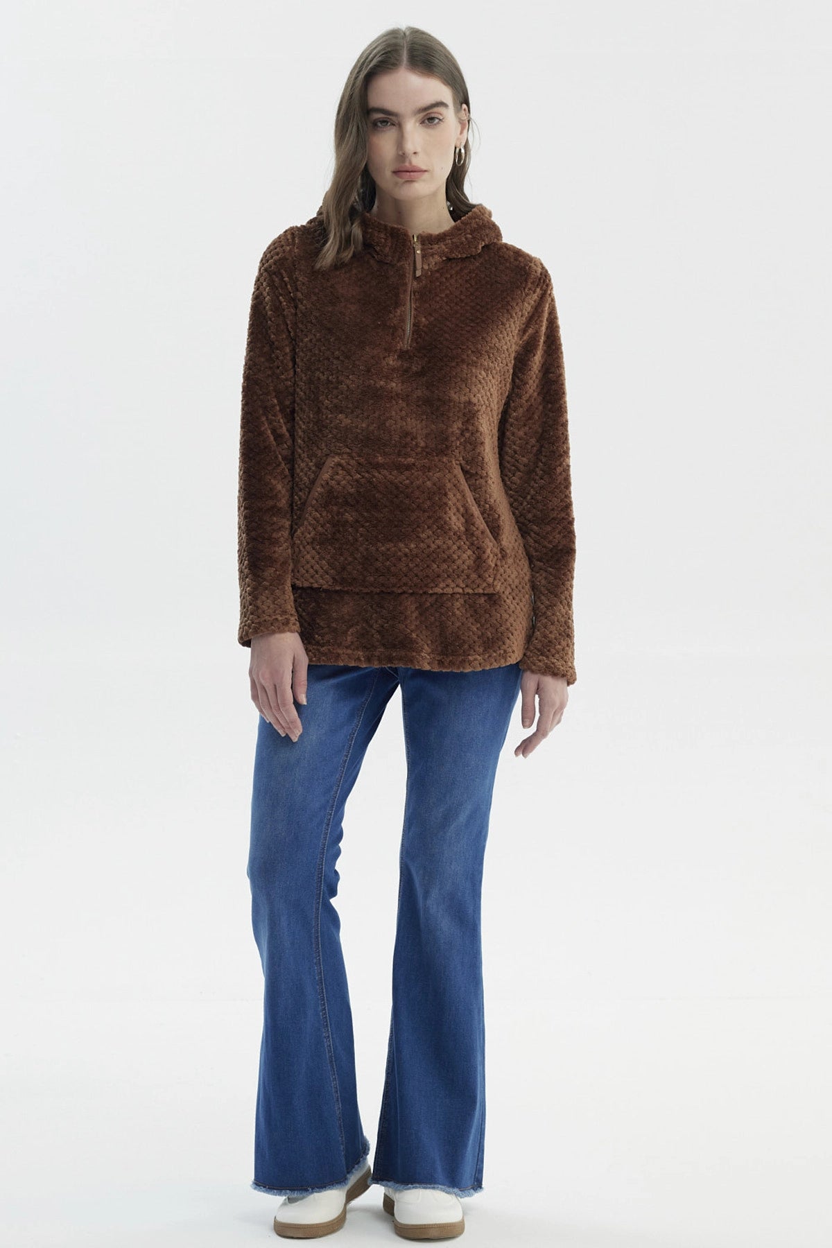 Polar Mujer Básico Aplicación Botón Camel Oscuro