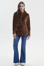 Polar Mujer Básico Aplicación Botón Camel Oscuro