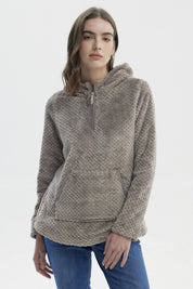 Polar Mujer Básico Aplicación Botón Gris