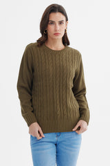Sweater Mujer Tranzado Verde Musgo