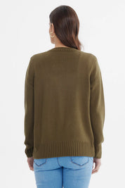 Sweater Mujer Tranzado Verde Musgo