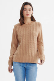 Sweater Mujer Tranzado Beige Oscuro