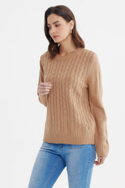 Sweater Mujer Tranzado Beige Oscuro