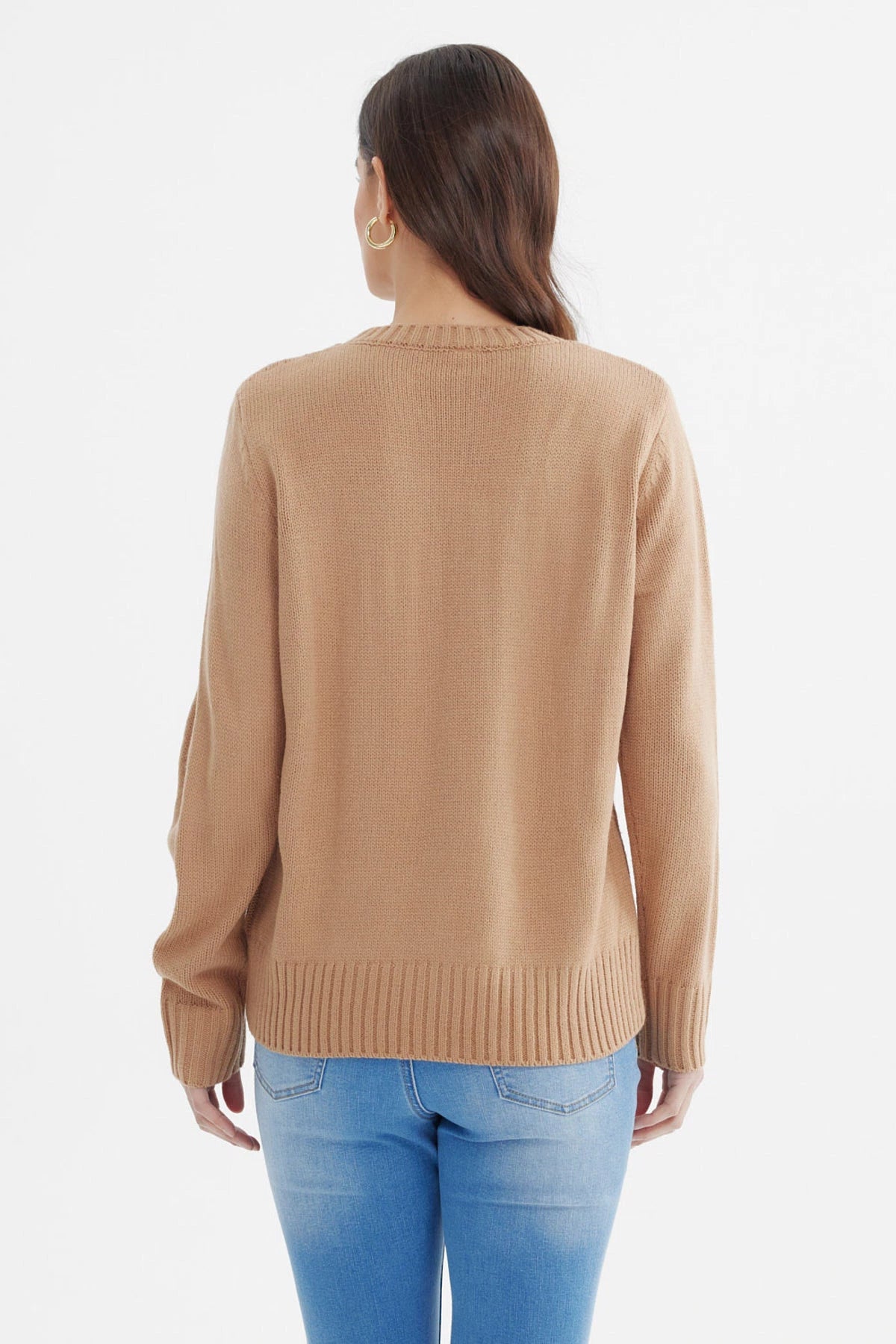 Sweater Mujer Tranzado Beige Oscuro