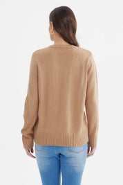 Sweater Mujer Tranzado Beige Oscuro