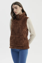 Polar Mujer Peludo Con Textura Camel Oscuro