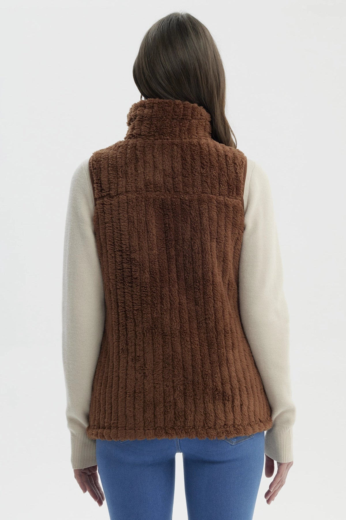 Polar Mujer Peludo Con Textura Camel Oscuro