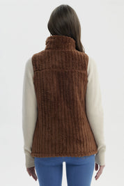 Polar Mujer Peludo Con Textura Camel Oscuro