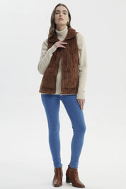Polar Mujer Peludo Con Textura Camel Oscuro