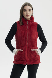 Polar Mujer Peludo Con Textura Rojo Oscuro