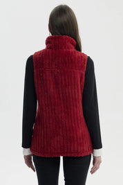 Polar Mujer Peludo Con Textura Rojo Oscuro