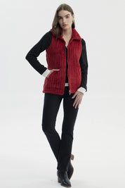 Polar Mujer Peludo Con Textura Rojo Oscuro