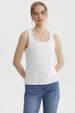 Polera blanca de mujer sin mangas lisa de doble capa perfecta para un look casual y fresco