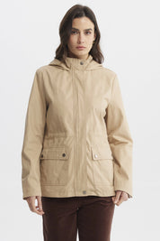 Chaqueta Mujer Con Gorro Beige