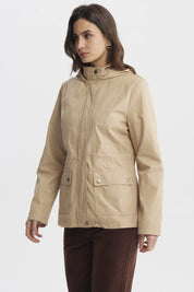 Chaqueta Mujer Con Gorro Beige