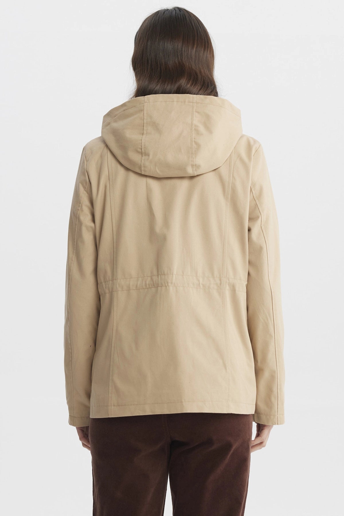 Chaqueta Mujer Con Gorro Beige