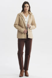 Chaqueta Mujer Con Gorro Beige